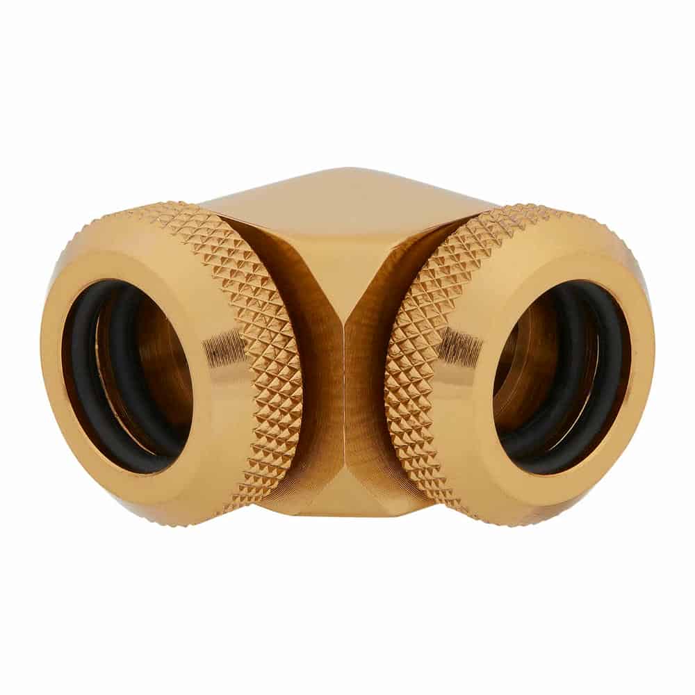 (image for) Corsair Hydro X XF Gold Brass 12mm Hardline 90° Compression Fittings - Twin Pack